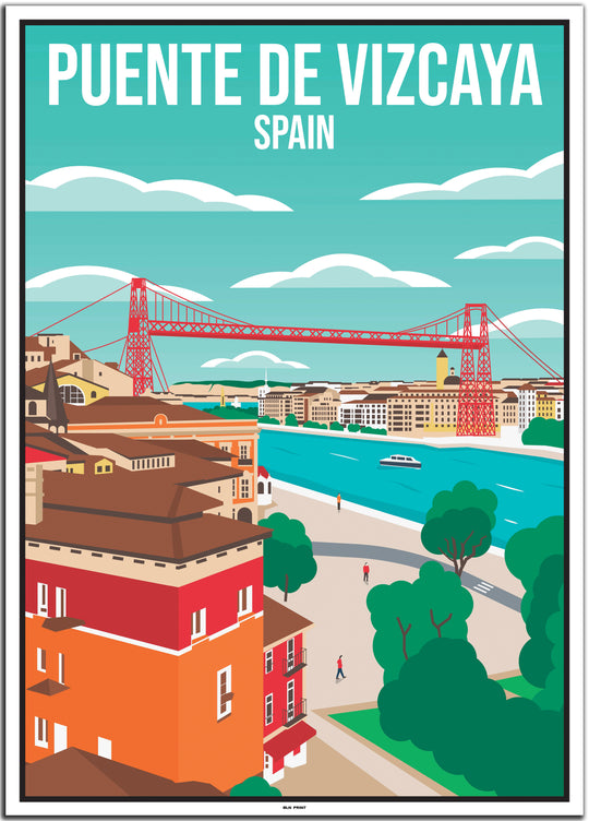 vintage travel poster bilbao #50x70cm-white-color-border