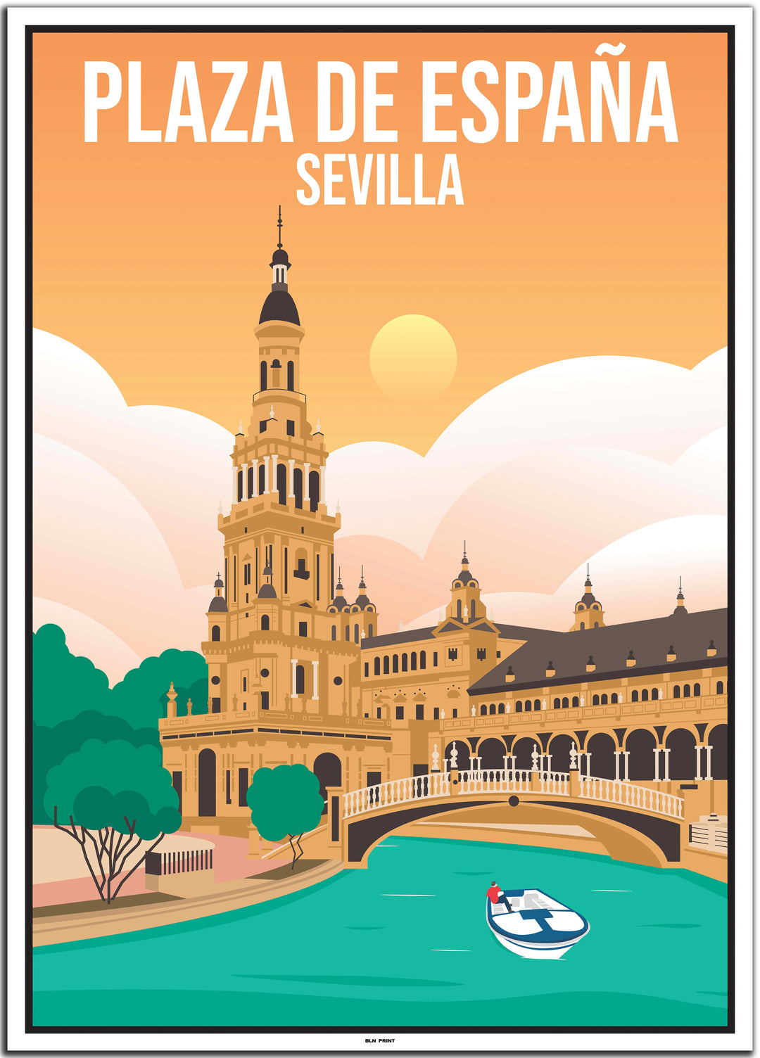 vintage travel poster sevilla #50x70cm-white-color-border