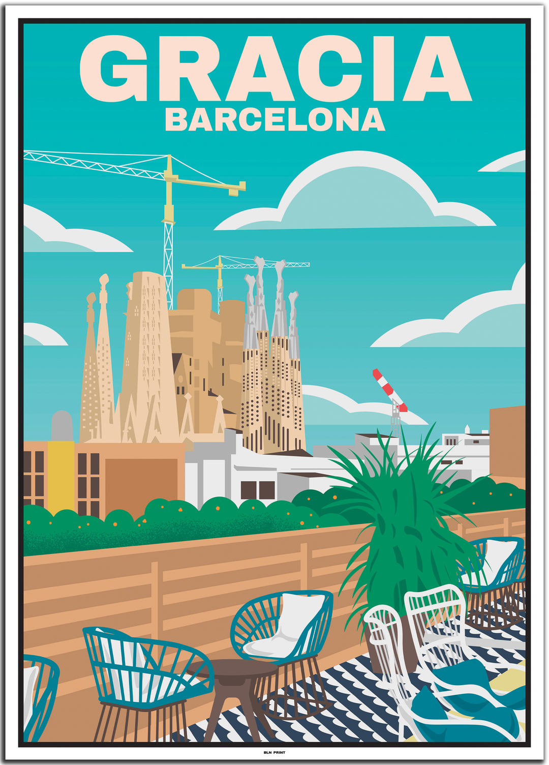 vintage travel poster barcelona #50x70cm-weier-farbrand