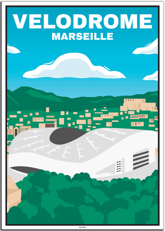 vintage travel poster marseille #50x70cm-white-color-border