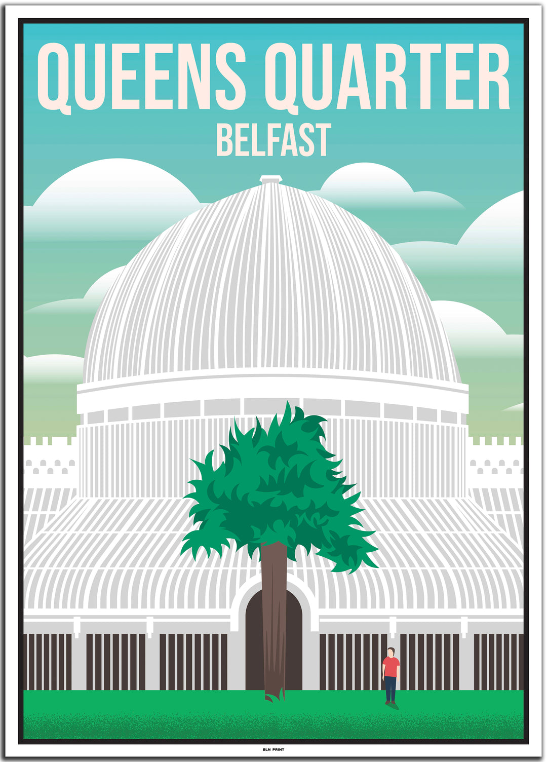 vintage travel poster belfast #50x70cm-white-color-border