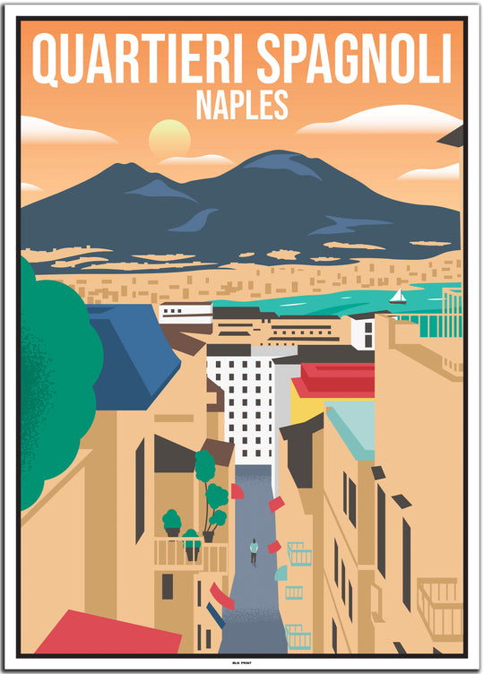 vintage travel poster neapel #50x70cm-white-color-border