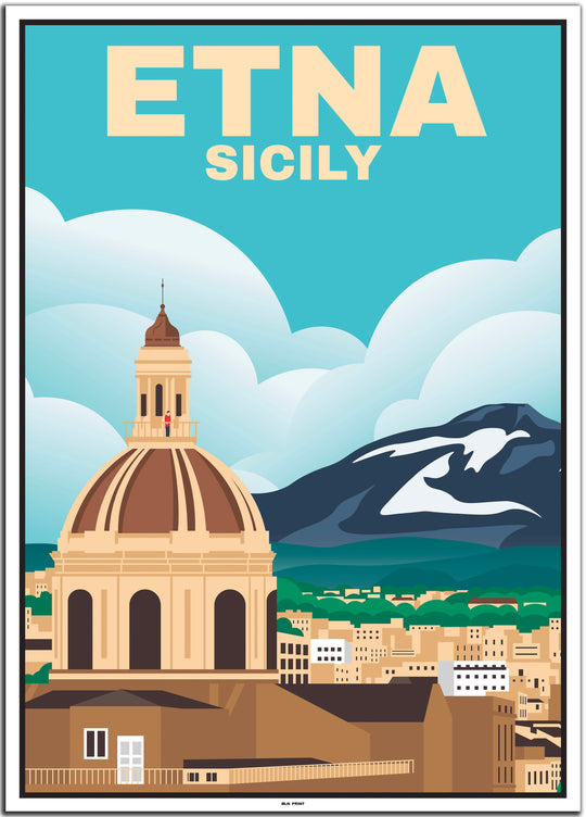 vintage travel poster palermo #50x70cm-white-color-border