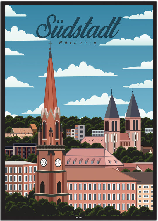 vintage nürnberg poster shop #50x70cm-schwarzer-farbrand