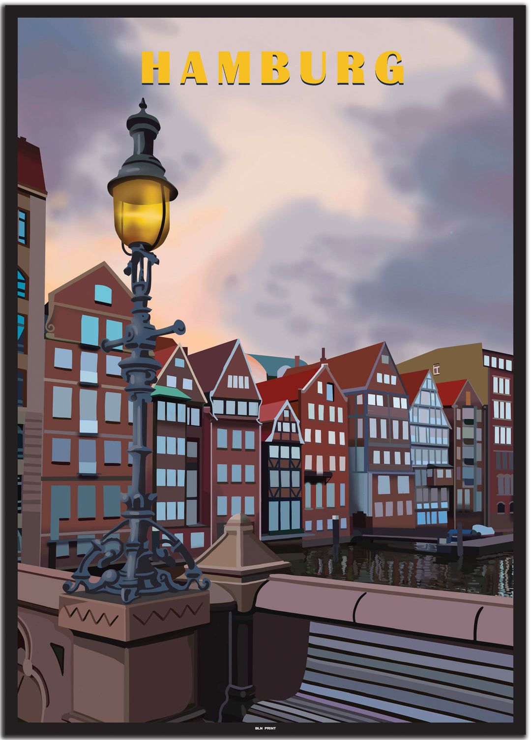 vintage hamburg poster shop #50x70cm-schwarzer-farbrand