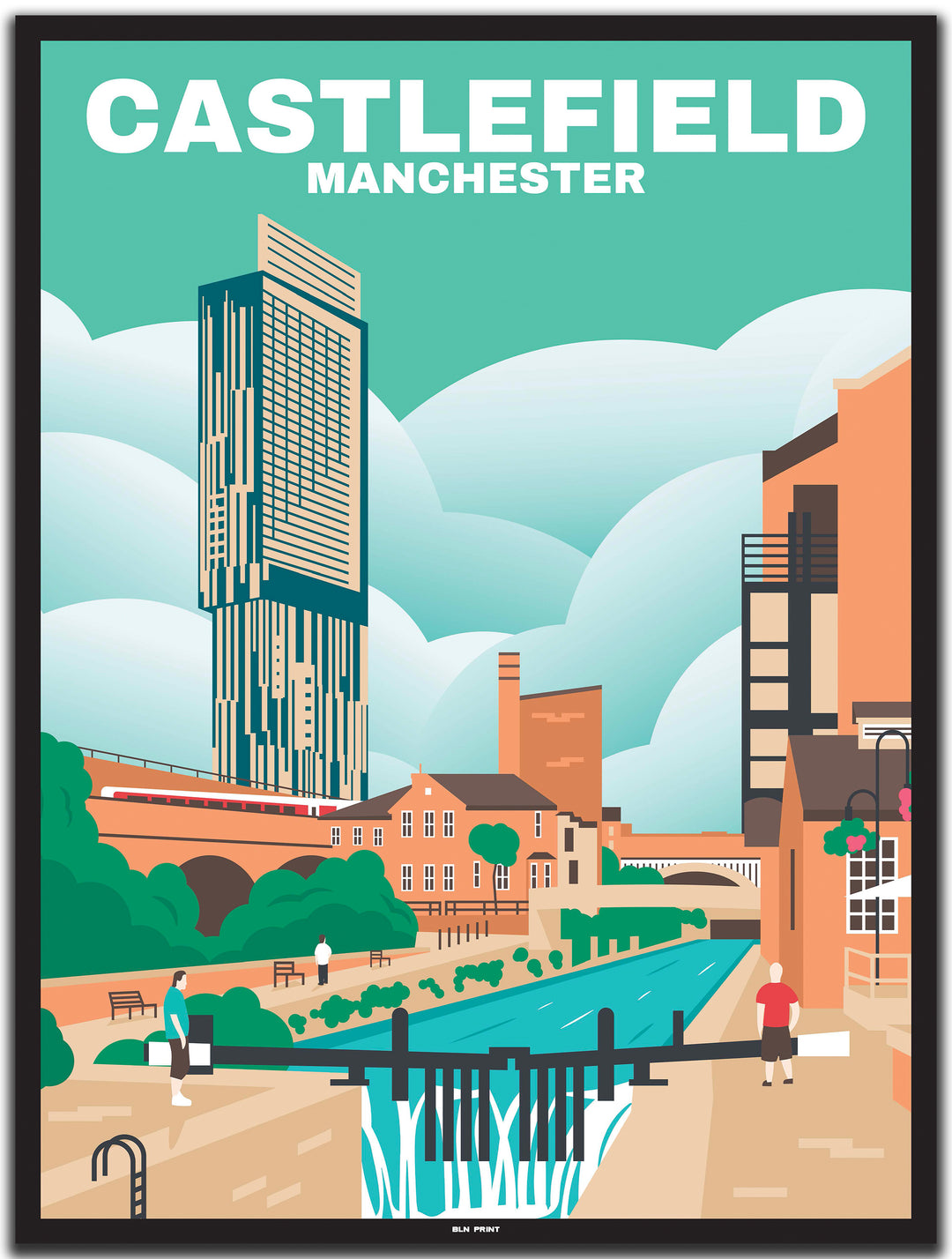 vintage manchester poster shop #30x40cm-schwarzer-farbrand