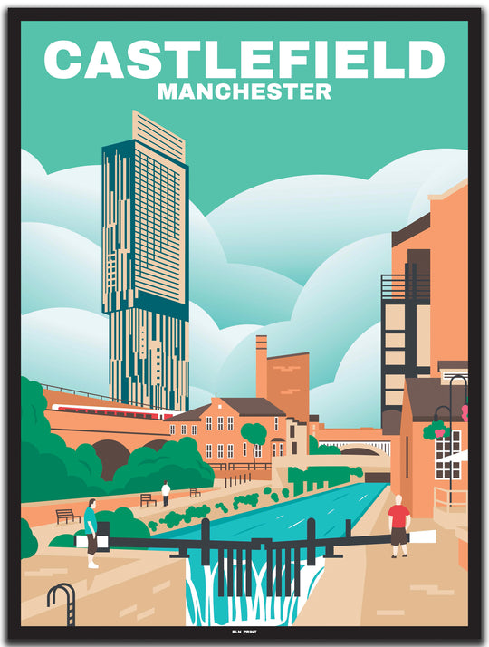 vintage manchester poster shop #30x40cm-schwarzer-farbrand