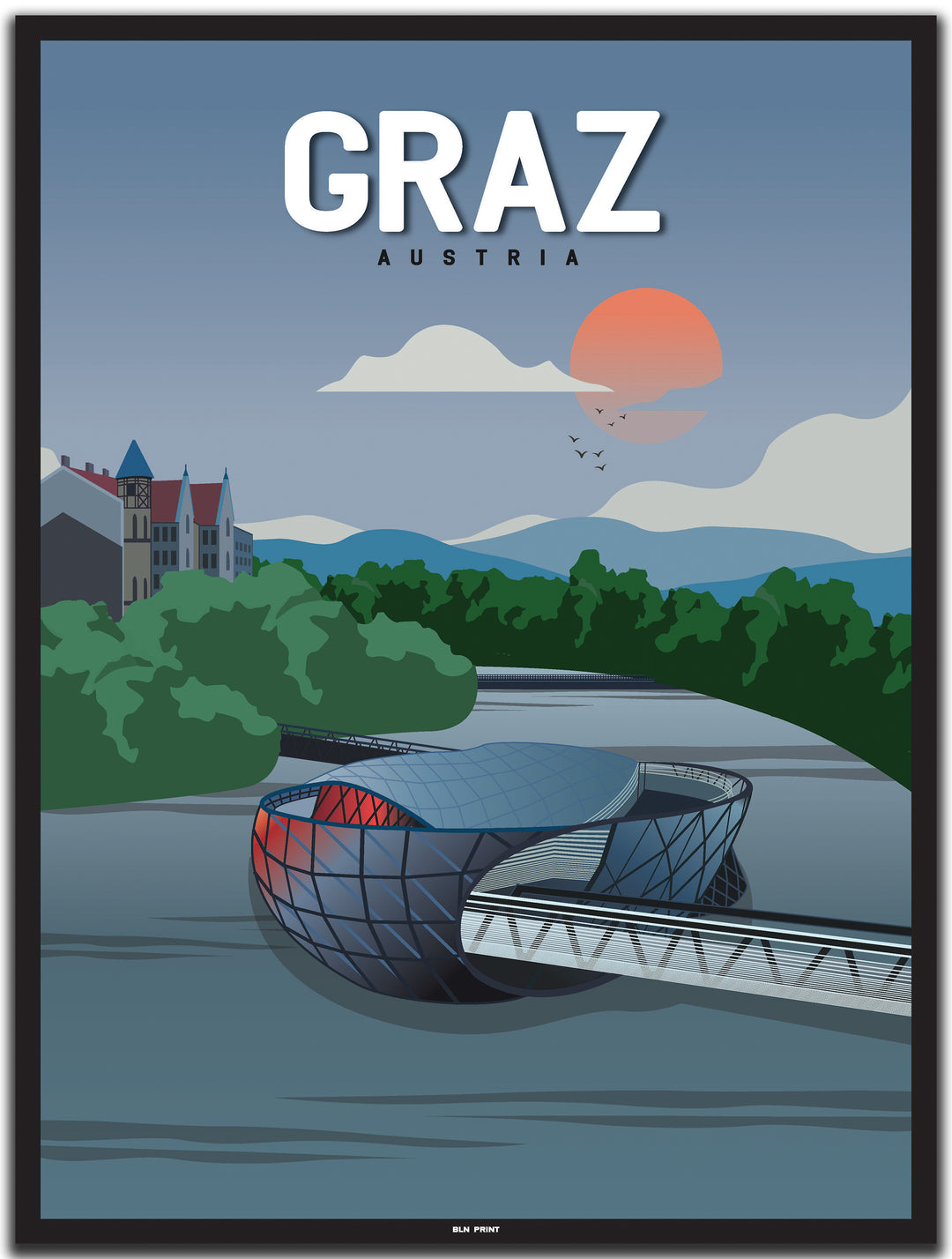 vintage graz poster shop #30x40cm-schwarzer-farbrand