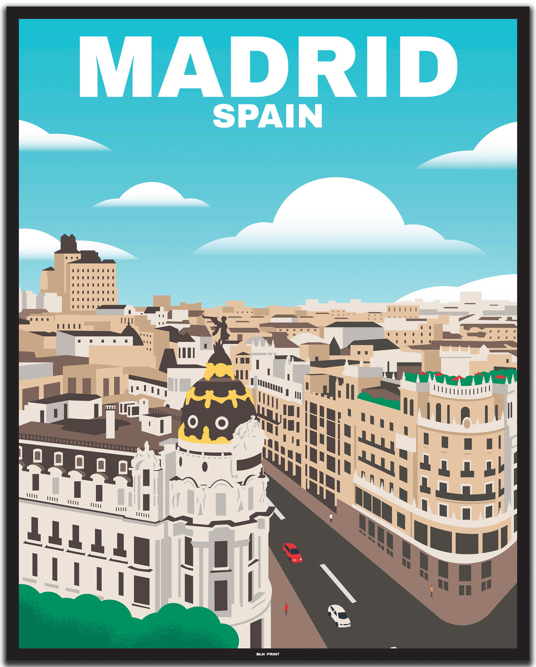 vintage travel poster Madrid #40x50cm-black-color-border