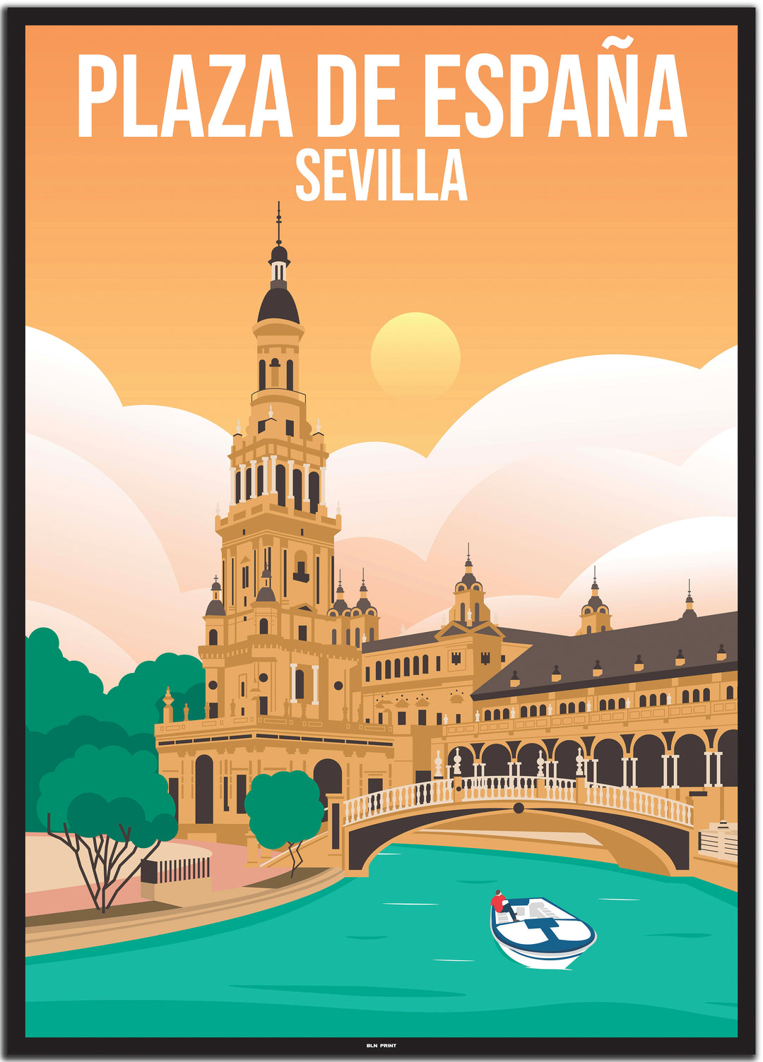 vintage travel poster sevilla #50x70cm-schwarzer-farbrand