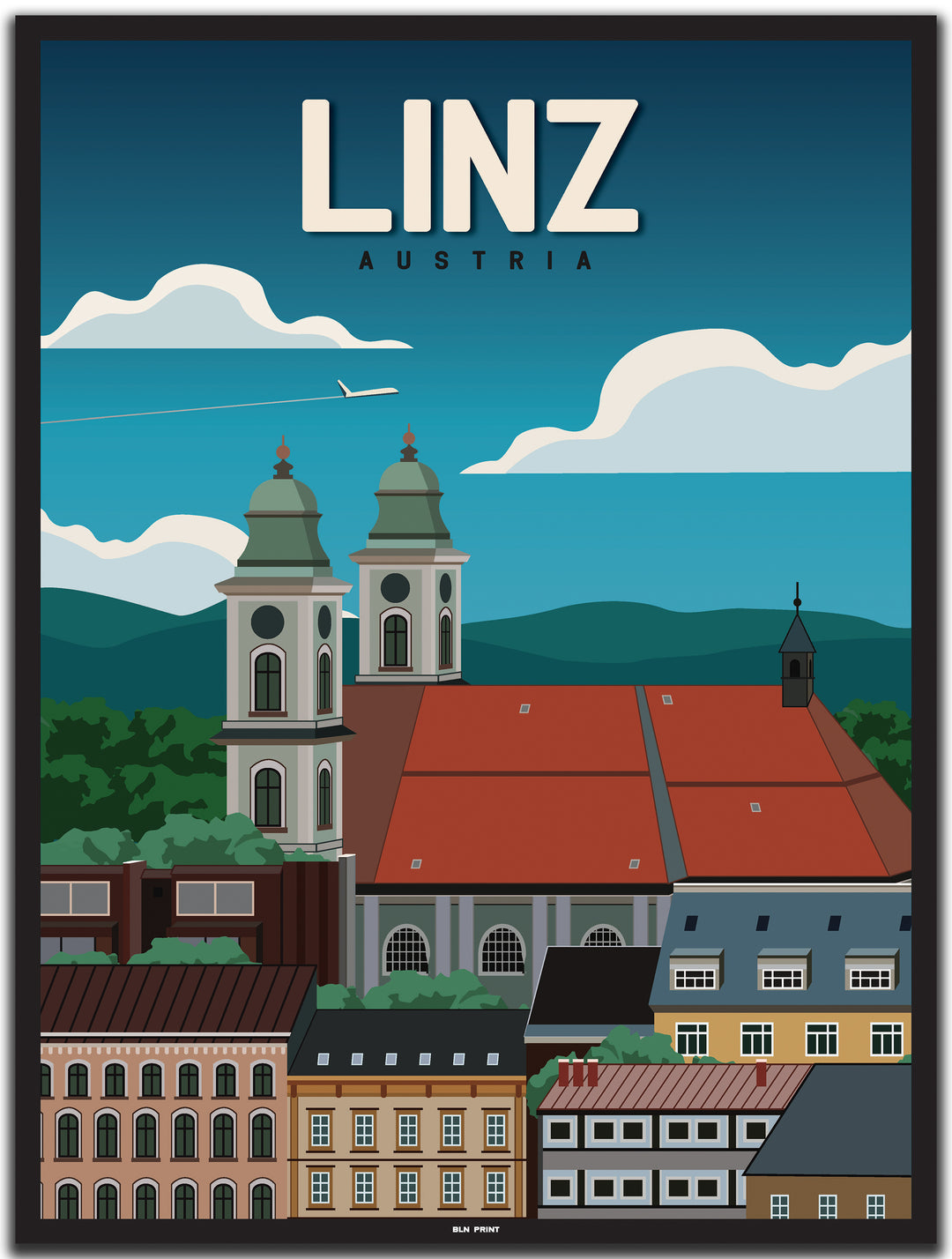 vintage Linz poster shop #30x40cm-schwarzer-farbrand