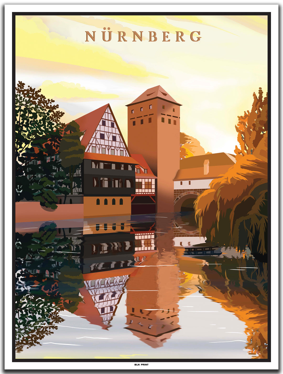 vintage kunstdruck poster altstadt nürnberg #30x40cm-weier-farbrand