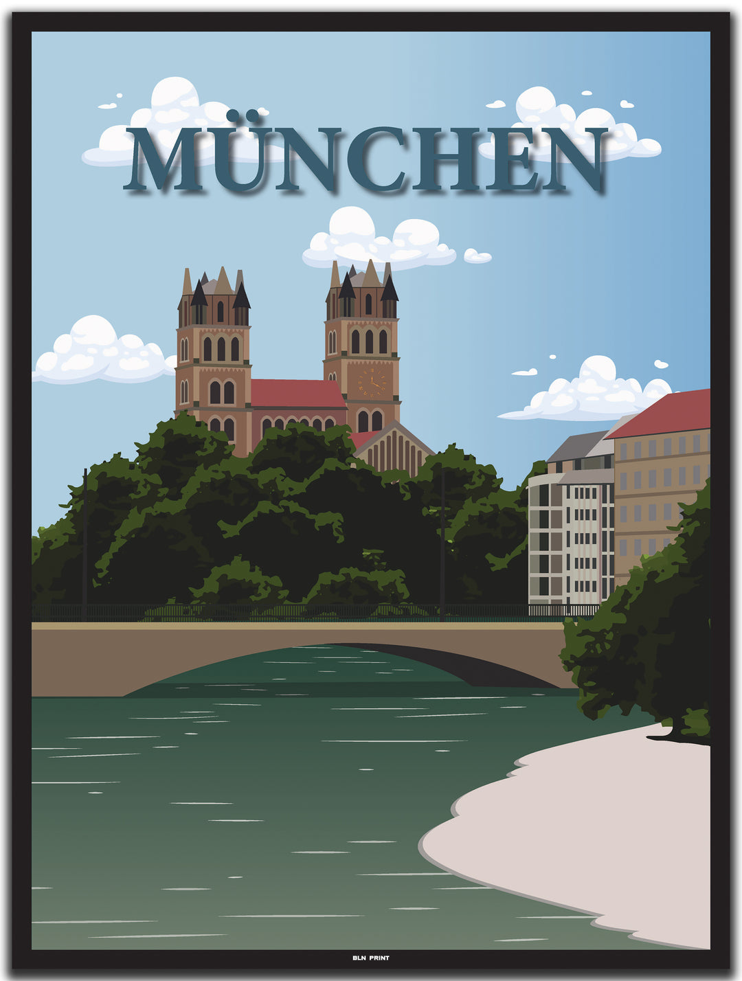 vintage münchen poster shop #30x40cm-schwarzer-farbrand