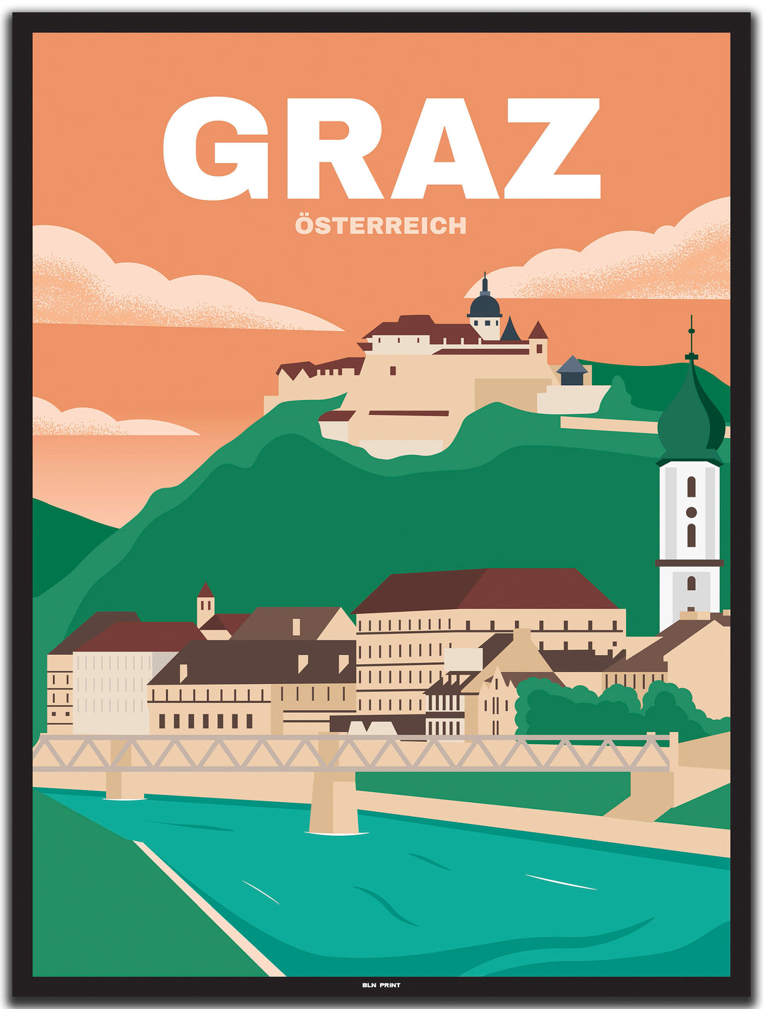 vintage graz poster shop #30x40cm-schwarzer-farbrand