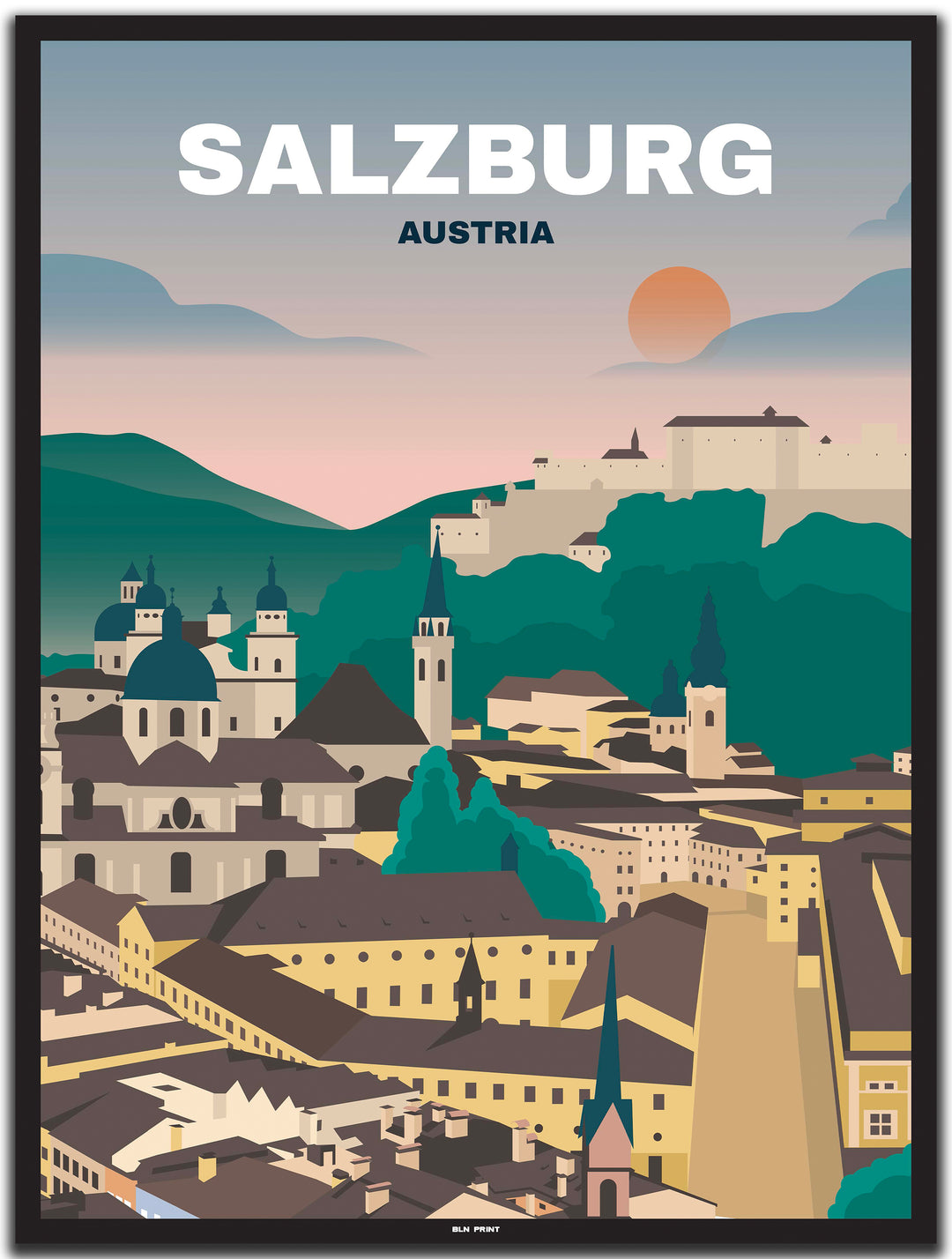 vintage salzburg poster shop #30x40cm-schwarzer-farbrand