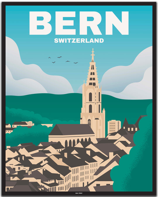 vintage bern poster shop #40x50cm-schwarzer-farbrand