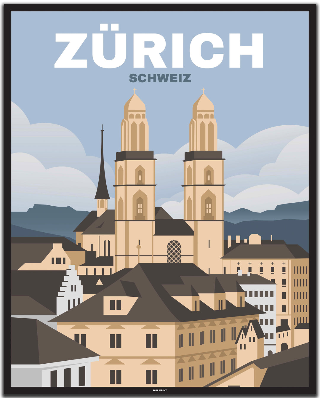 vintage zürich poster shop #40x50cm-schwarzer-farbrand