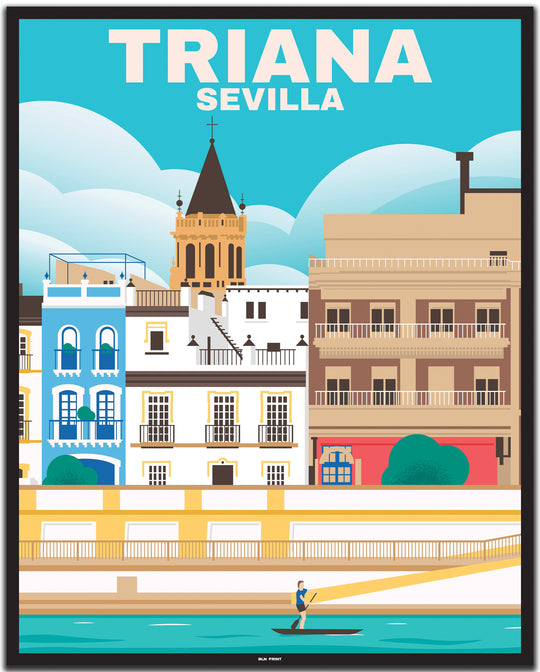 vintage travel poster sevilla #40x50cm-black-color-border