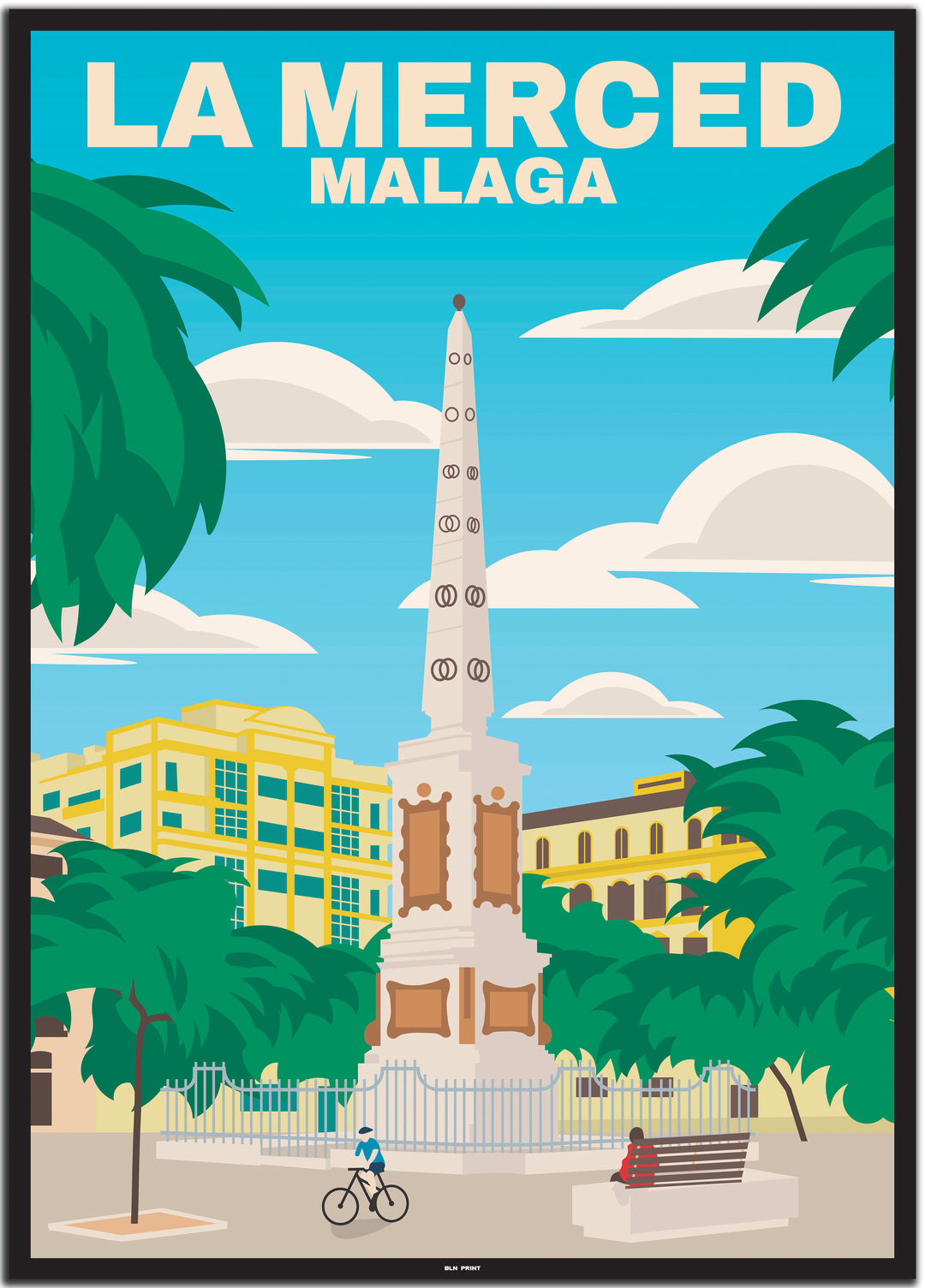 vintage travel poster malaga #50x70cm-schwarzer-farbrand