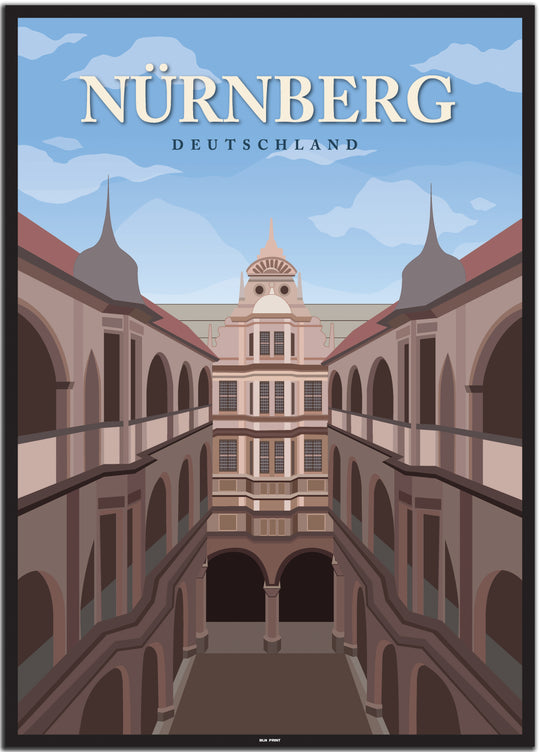 vintage nürnberg poster shop #50x70cm-schwarzer-farbrand