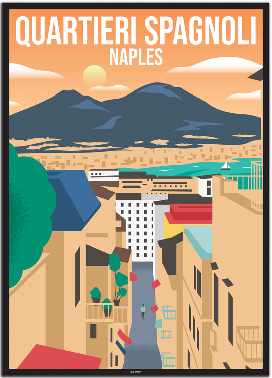 vintage travel poster neapel #50x70cm-schwarzer-farbrand