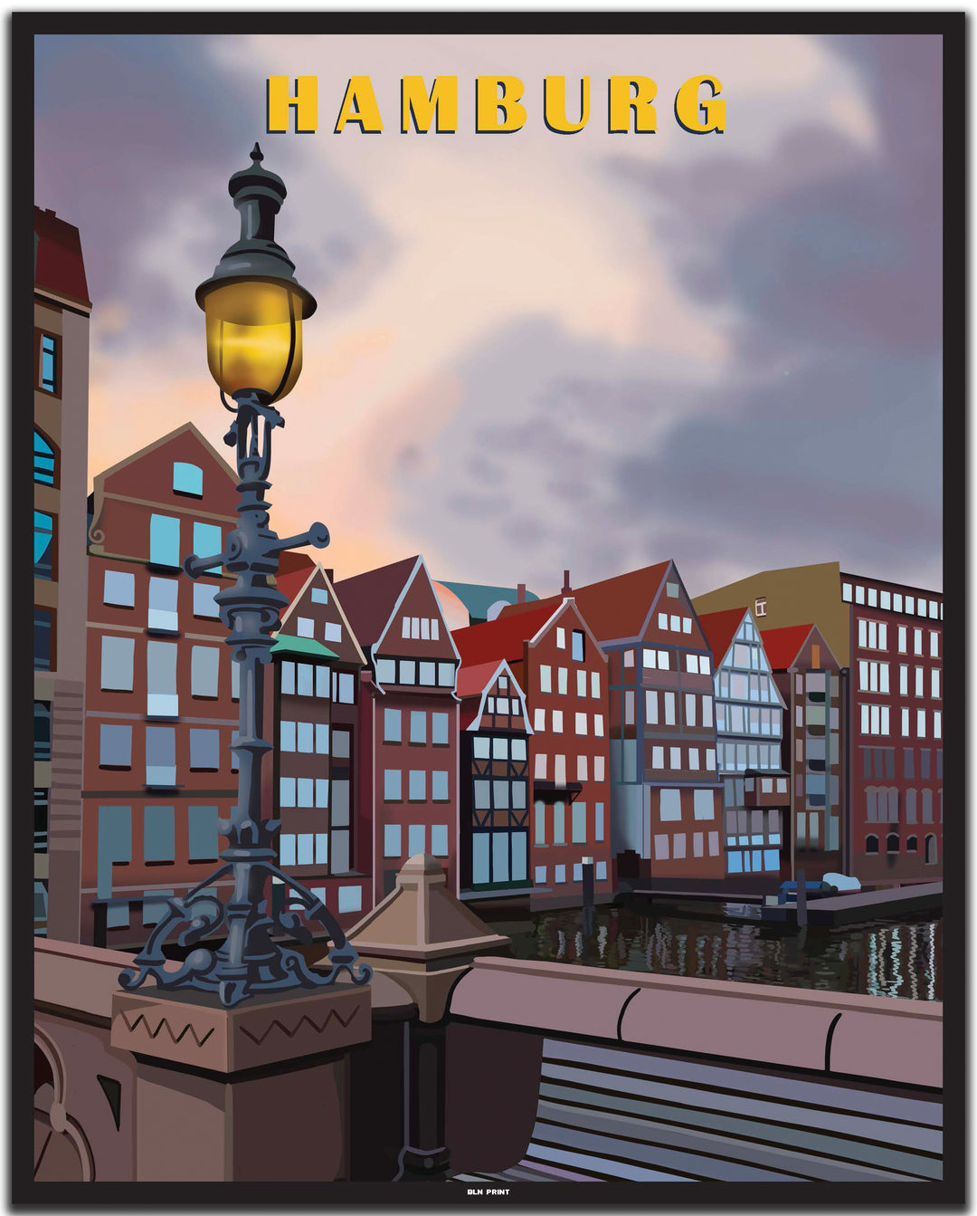 vintage hamburg poster shop #40x50cm-schwarzer-farbrand