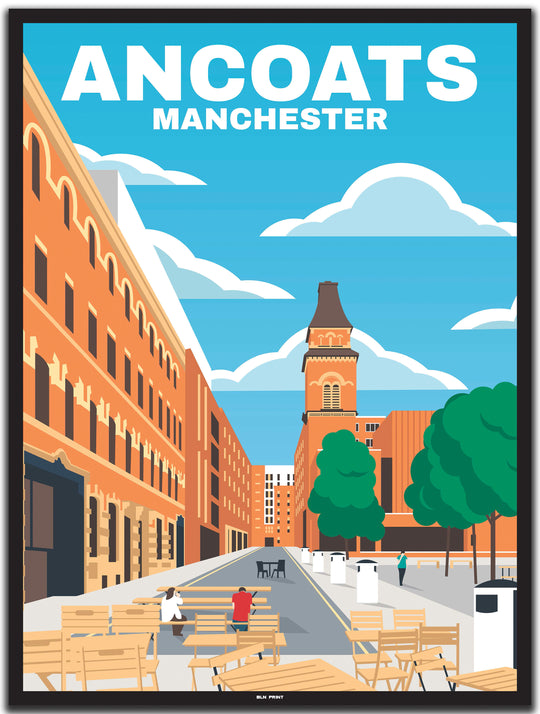 vintage travel poster manchester #30x40cm-black-color-border