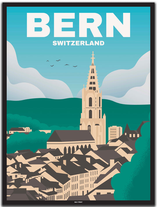 vintage Bern poster shop #30x40cm-schwarzer-farbrand