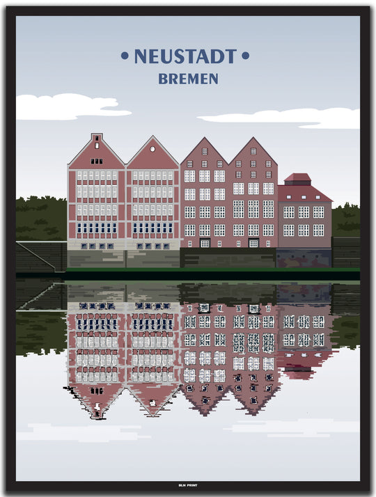 vintage bremen poster shop #30x40cm-schwarzer-farbrand