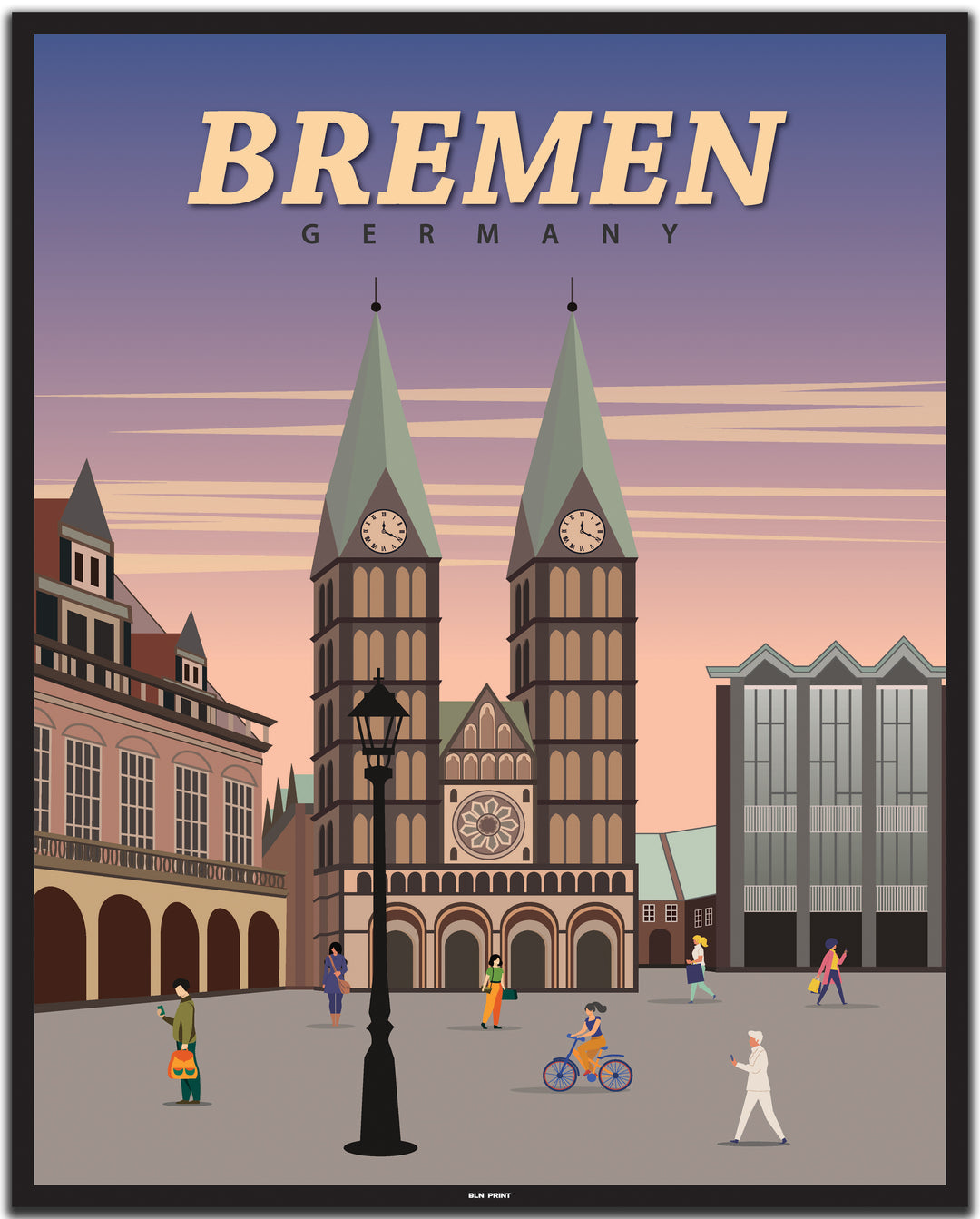 vintage bremen poster shop #40x50cm-schwarzer-farbrand