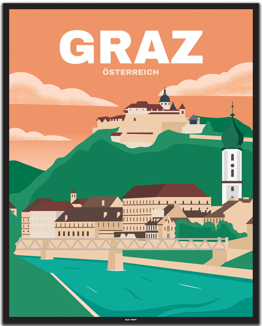 vintage graz poster shop #40x50cm-schwarzer-farbrand