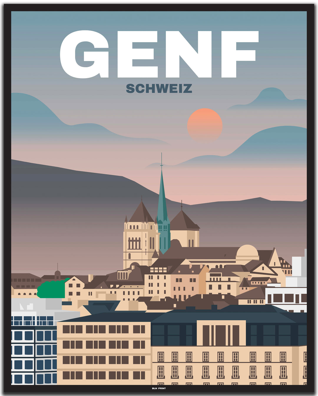 vintage Genf poster shop #40x50cm-schwarzer-farbrand