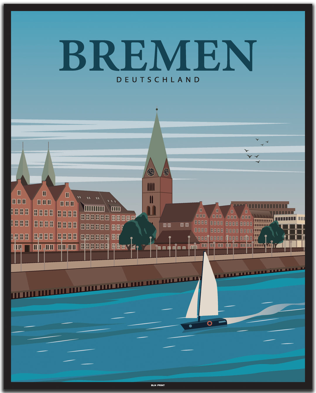 vintage bremen poster shop #40x50cm-schwarzer-farbrand