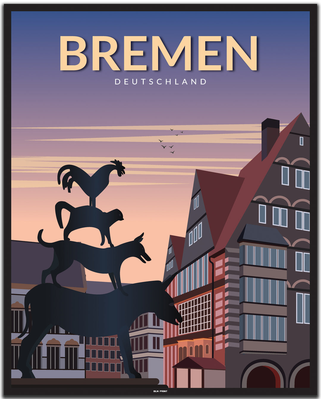 vintage bremen poster shop #40x50cm-schwarzer-farbrand