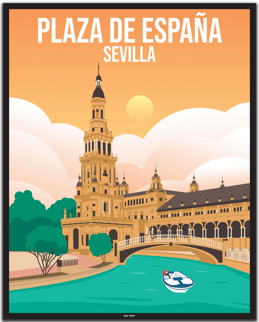 vintage travel poster sevilla #40x50cm-black-color-border