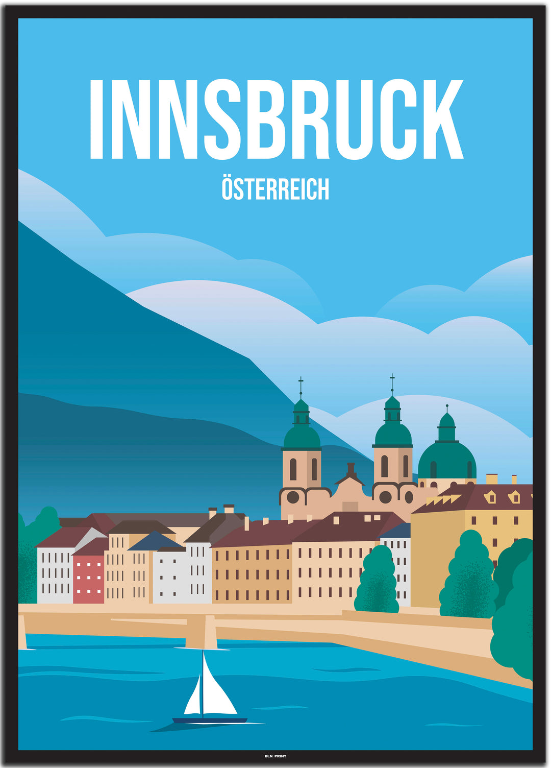 vintage Innsbruck poster shop #50x70cm-schwarzer-farbrand