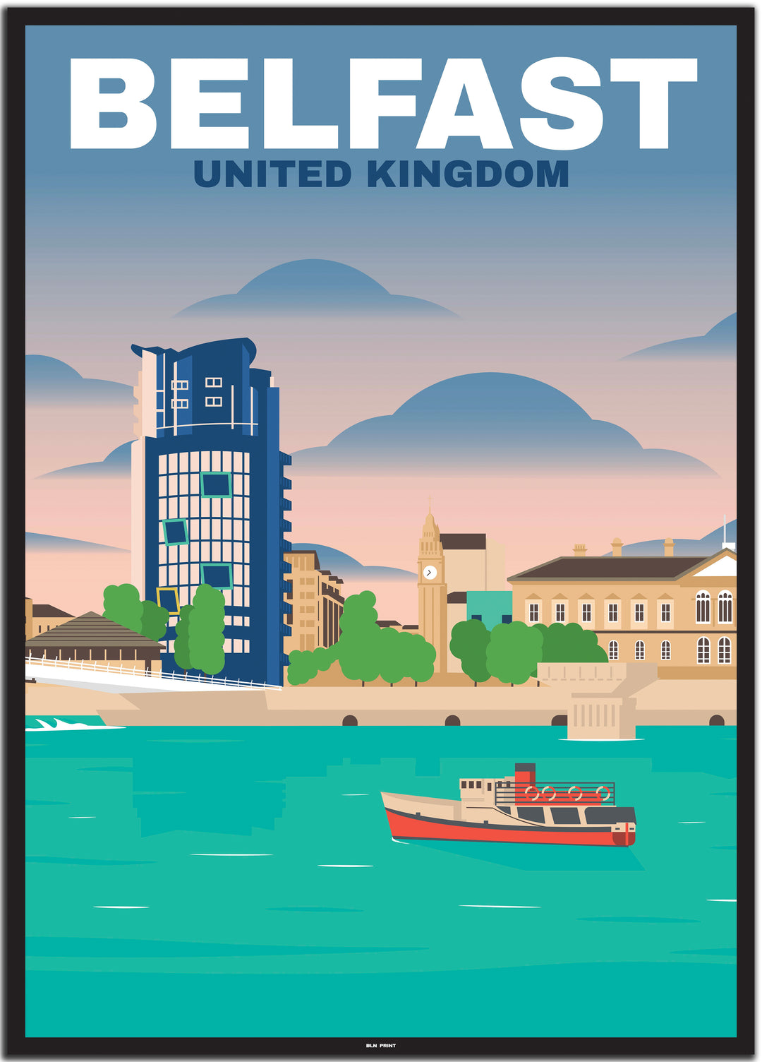 vintage travel poster belfast #50x70cm-schwarzer-farbrand