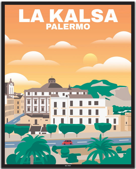 vintage travel poster palermo #40x50cm-black-color-border