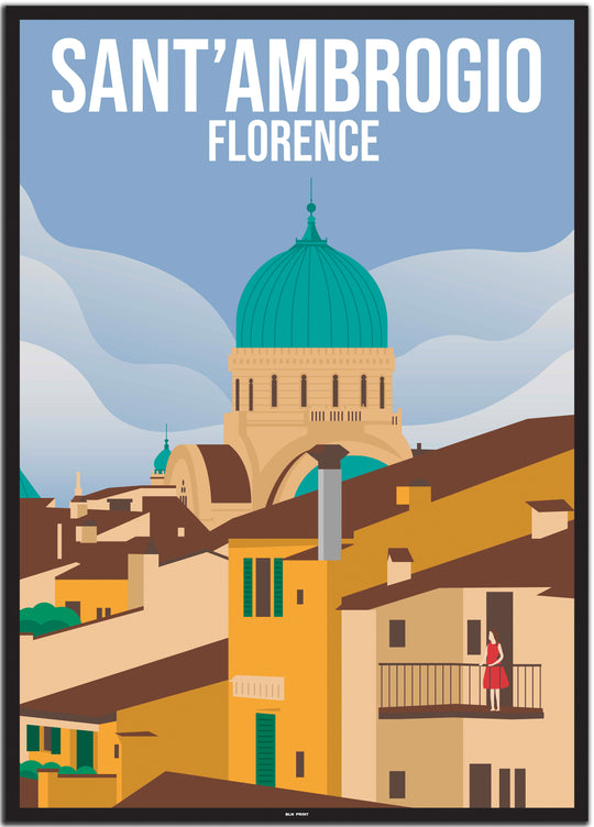 vintage travel poster florenz #50x70cm-schwarzer-farbrand