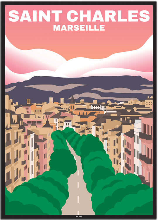 vintage travel poster marseille #50x70cm-schwarzer-farbrand