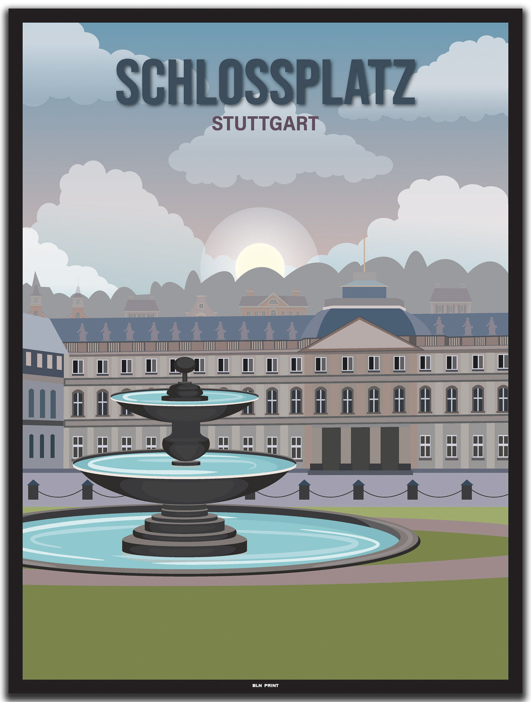 vintage stuttgart poster shop #30x40cm-schwarzer-farbrand