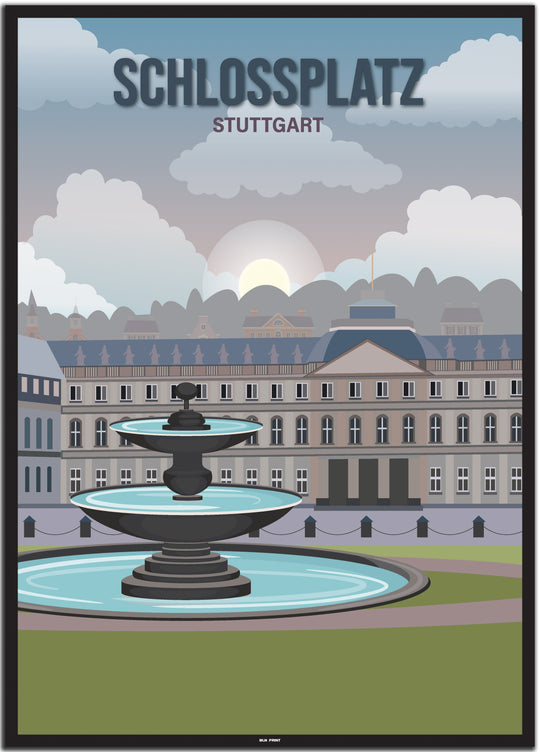 vintage stuttgart poster shop #50x70cm-schwarzer-farbrand