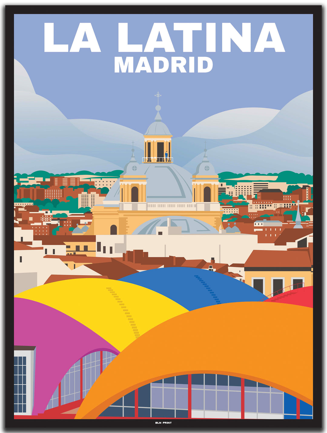 vintage travel poster Madrid #30x40cm-black-color-border