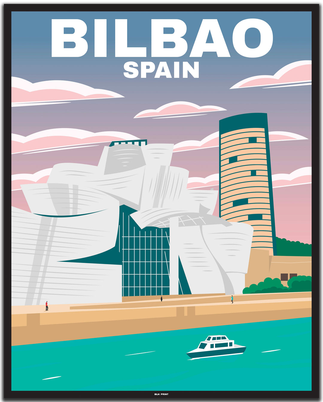 vintage travel poster bilbao #40x50cm-black-color-border