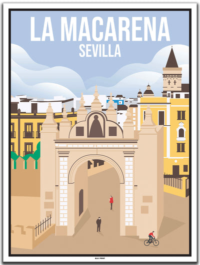 vintage kunstdruck travel poster La Macarena Sevilla #30x40cm-weier-farbrand