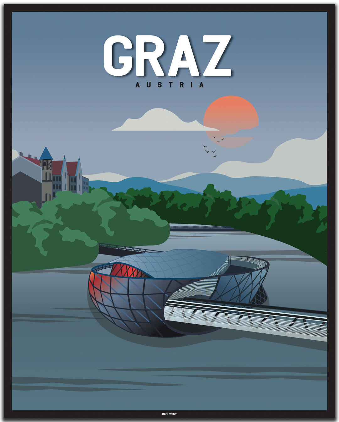 vintage graz poster shop #40x50cm-schwarzer-farbrand