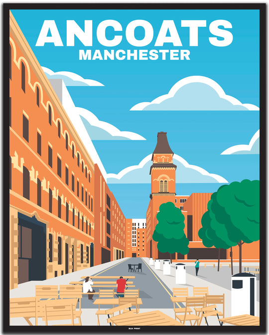 vintage travel poster manchester #40x50cm-black-color-border