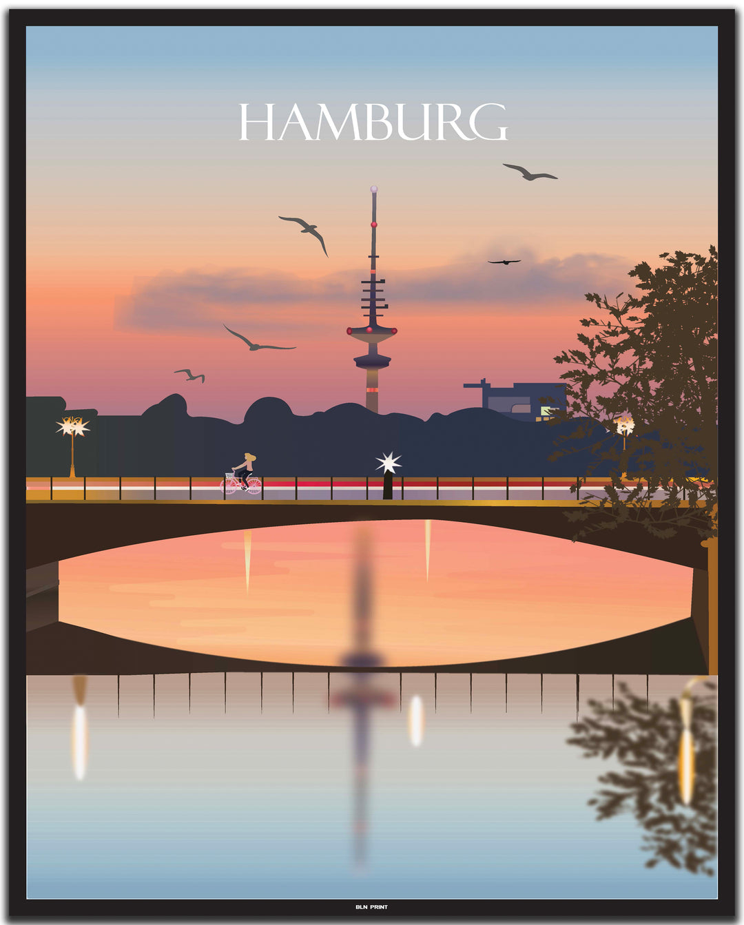 vintage hamburg poster shop #40x50cm-schwarzer-farbrand