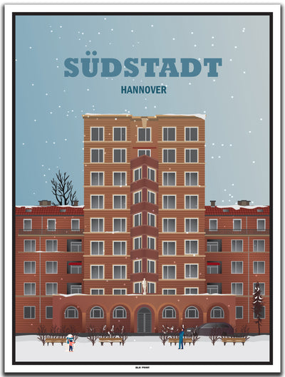 vintage kunstdruck poster Südstadt Hannover #30x40cm-weier-farbrand