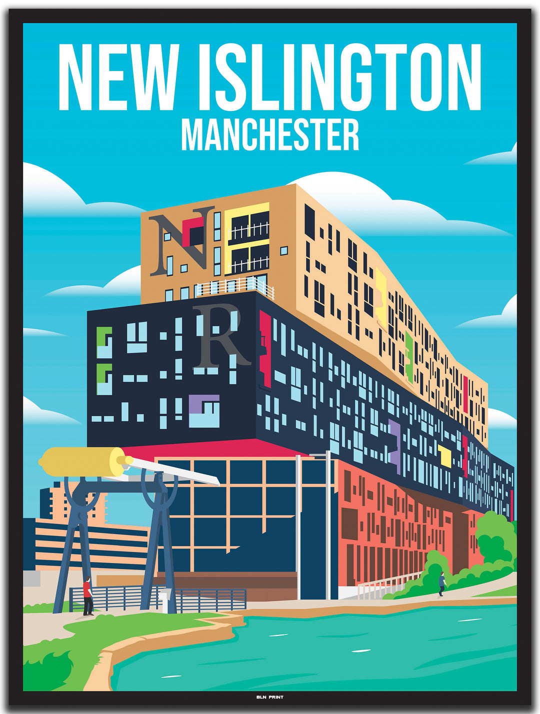 vintage travel poster manchester #30x40cm-black-color-border